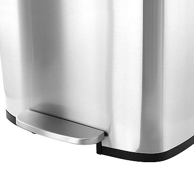 Elama 50 Liter/13 Gallon Rectangular Stainless Steel Step Trash Bin