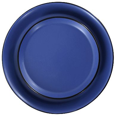 Elama Bacarra 16 Piece Stoneware Dinnerware Set in Two Tone Black and Blue