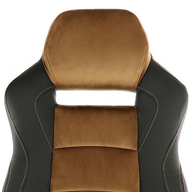 Elama High Back Adjustable Faux Leather Office Chair in Black and Brown