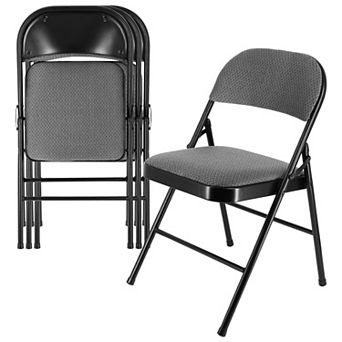 Elama 4 pc Metal Folding Chair with Padded Seats in Gray