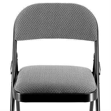 Elama 4 Piece Metal Folding Chair with Padded Seats in Gray