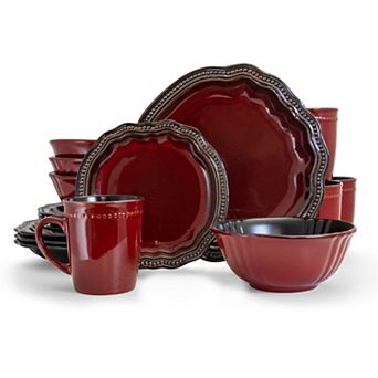 Elama Regency 16 pc Luxurious Stoneware Dinnerware with Complete Setting for 4, 16 pc