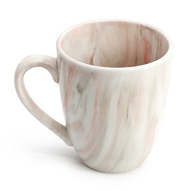 Elama Fine Marble 16 Piece Porcelain Dinnerware Set in Red and Gray