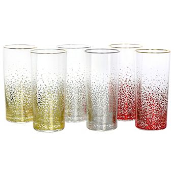 Laurie Gates California Designs Audrey Hill 6 pc 16oz Glass Tumbler Set in Assorted Colors