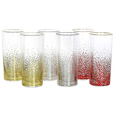Laurie Gates California Designs Audrey Hill 6 Piece 16oz Glass Tumbler Set  in Assorted Colors