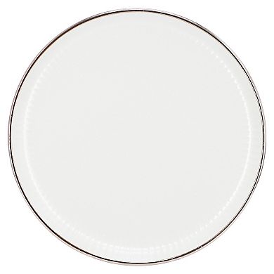 Elama Leo 16 Piece Stoneware Dinnerware Set In White