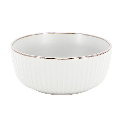 Elama Leo 16 Piece Stoneware Dinnerware Set In White