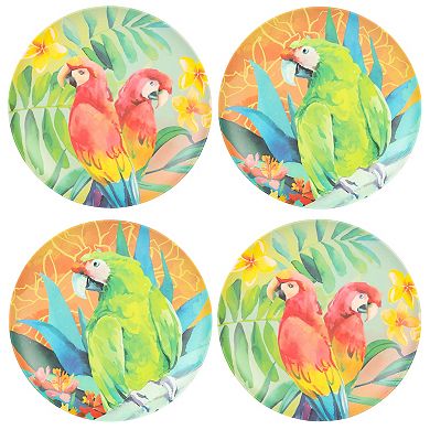 Laurie Gates Tropical Parrots 12 Piece Melamine Dinnerware Set in Assorted Designs