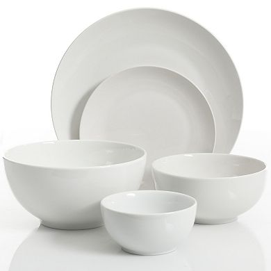 Hometrends 60 Piece Round Ceramic Dinnerware Combo Set in White