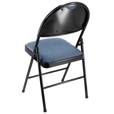 Elama 4 Piece Metal Folding Chair with Padded Seats in Dark Blue