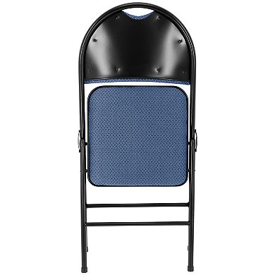 Elama 4 Piece Metal Folding Chair with Padded Seats in Dark Blue