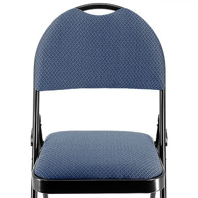 Elama 4 Piece Metal Folding Chair with Padded Seats in Dark Blue