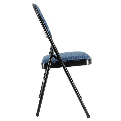 Elama 4 Piece Metal Folding Chair with Padded Seats in Dark Blue