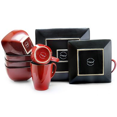 Elama Harland Loft 16 Piece Modern Premium Stoneware set with Complete Setting for 4