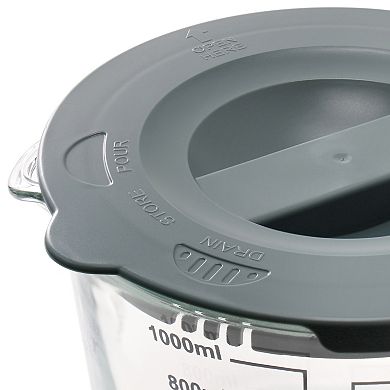 Coolidge 4 Cup Clear Glass Measuring Cup with Snap on Lid
