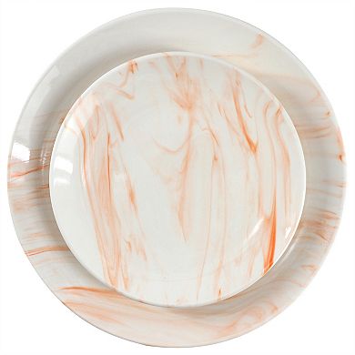 Elama Fine Marble 16 Piece Porcelain Dinnerware Set in Orange