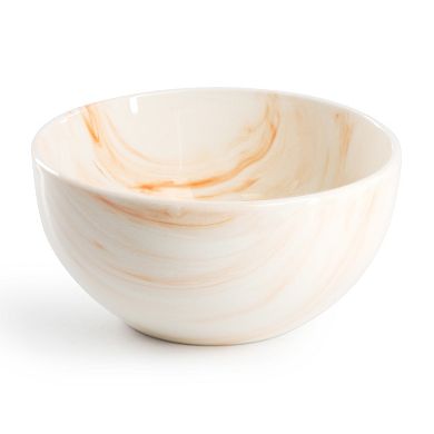 Elama Fine Marble 16 Piece Porcelain Dinnerware Set in Orange