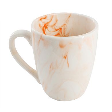 Elama Fine Marble 16 Piece Porcelain Dinnerware Set in Orange