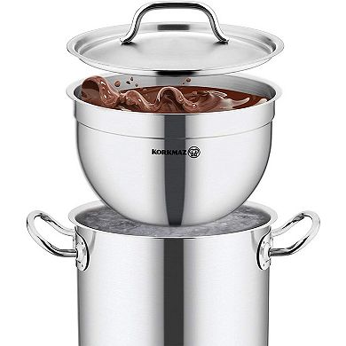 Korkmaz Gastro Proline 5.4 Quart Stainless Steel Mixing Bowl in Silver