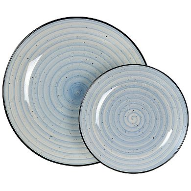 Elama Gia 24 Piece Round Stoneware Dinnerware Set in Light Blue