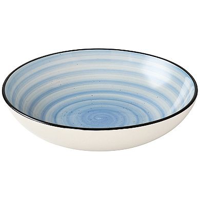 Elama Gia 24 Piece Round Stoneware Dinnerware Set in Light Blue
