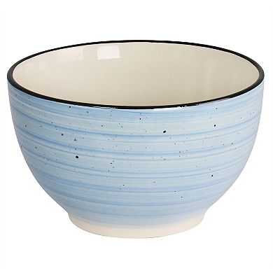 Elama Gia 24 Piece Round Stoneware Dinnerware Set in Light Blue
