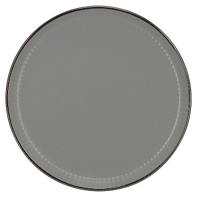 Elama Leo 16 Piece Stoneware Dinnerware Set In Dark Gray