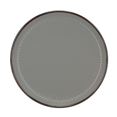 Elama Leo 16 Piece Stoneware Dinnerware Set In Dark Gray