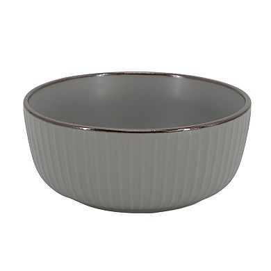 Elama Leo 16 Piece Stoneware Dinnerware Set In Dark Gray