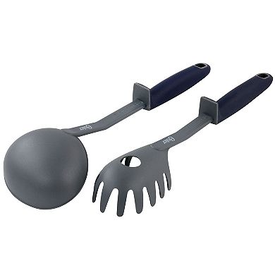 Bluemarine 2 Piece Ladle and Pasta Server Utensil Set in Navy Blue