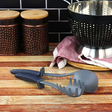 Bluemarine 2 Piece Ladle and Pasta Server Utensil Set in Navy Blue
