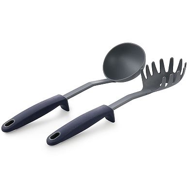 Bluemarine 2 Piece Ladle and Pasta Server Utensil Set in Navy Blue