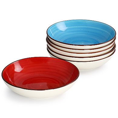 Elama Sebastian 18 Piece Double Bowl Stoneware Dinnerware Set in Assorted Colors