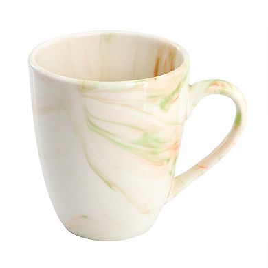 Elama Fine Marble 16 Piece Porcelain Dinnerware Set in Orange and Green