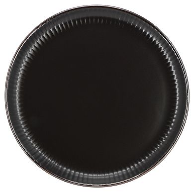 Elama Leo 16 Piece Stoneware Dinnerware Set In Black
