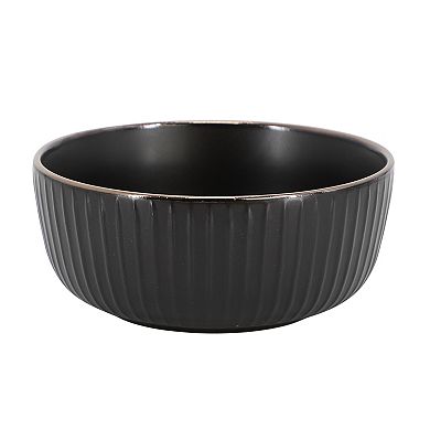 Elama Leo 16 Piece Stoneware Dinnerware Set In Black