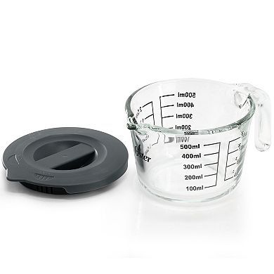Coolidge 16 Ounce Glass Measuring Cup with Lid in Gray