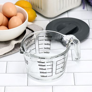 Coolidge 16 Ounce Glass Measuring Cup with Lid in Gray
