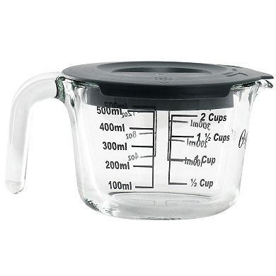 Coolidge 16 Ounce Glass Measuring Cup with Lid in Gray