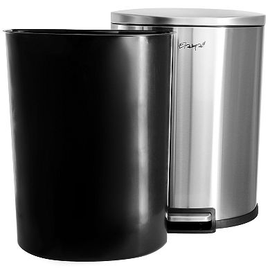 Elama 50 Liter 13 Gallon Half Circle Stainless Steel Step Trash Bin