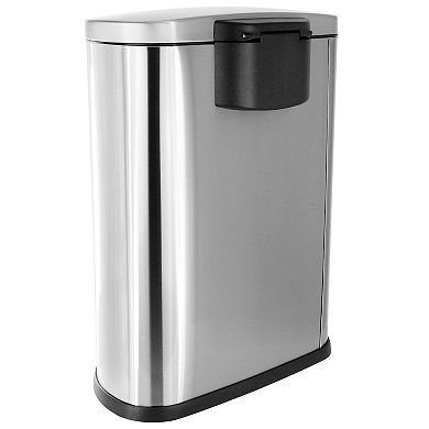 Elama 50 Liter 13 Gallon Half Circle Stainless Steel Step Trash Bin