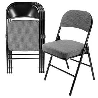 Elama 4 pc Metal Folding Chair with 2.2 Inch Padded Seats in Gray