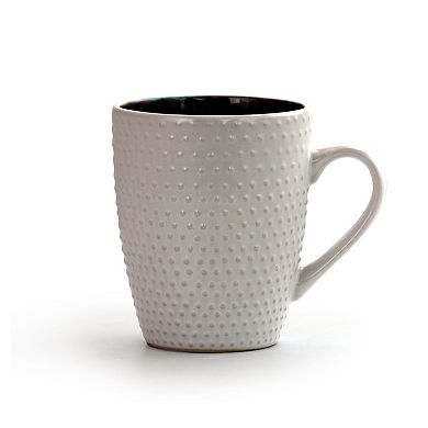 Elama Modern Dot 16 Piece Luxurious Stoneware Dinnerware with Complete Setting for 4