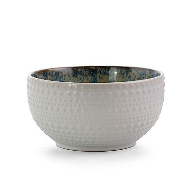 Elama Modern Dot 16 Piece Luxurious Stoneware Dinnerware with Complete Setting for 4