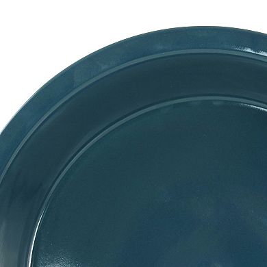 Laurie Gates 10 Inch Wax Relief Stoneware Tierra Pie Dish in Blue