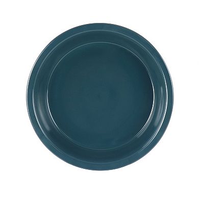 Laurie Gates 10 Inch Wax Relief Stoneware Tierra Pie Dish in Blue