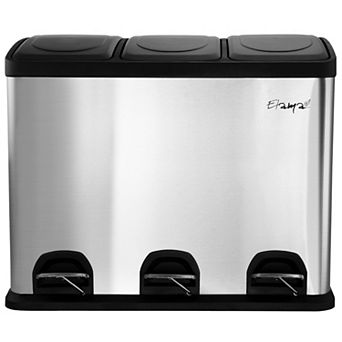 Elama 3 Section 15 Liter/4 Gallon Each Section Trash and Recycling Step Bin