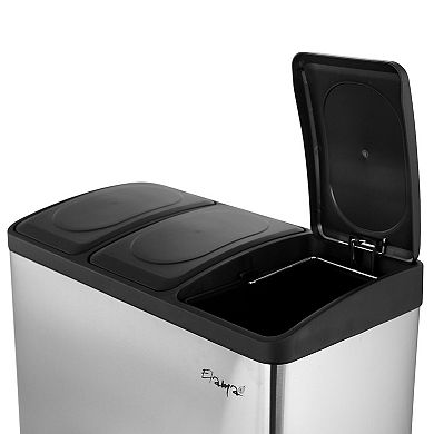 Elama 3 Section 15 Liter/4 Gallon Each Section Trash and Recycling Step Bin
