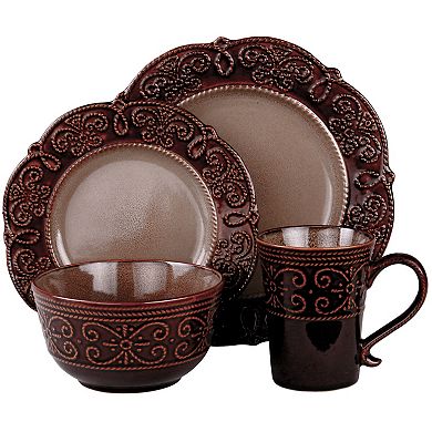 Elama's Salia 16 Piece Stoneware Dinnerware Set