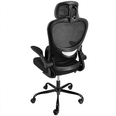 Elama High Back Adjustable Mesh and Fabric Office Chair in Black